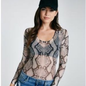 Snakeskin Print See Through Lightweight Bodysuit